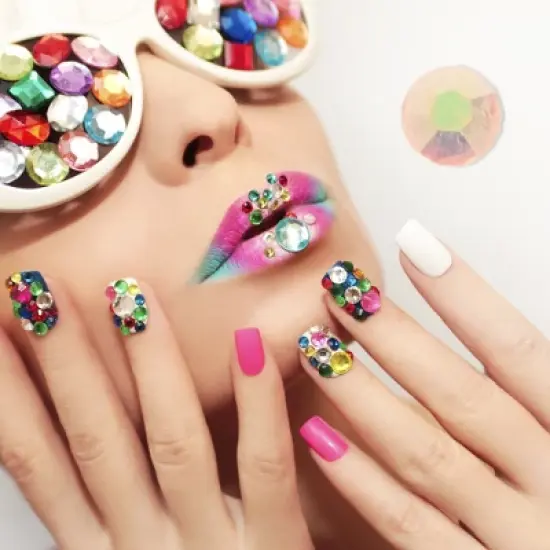 Unique Bargains Resin Rhinestone Nail Supplies Assorted Color 1 Set image {1}