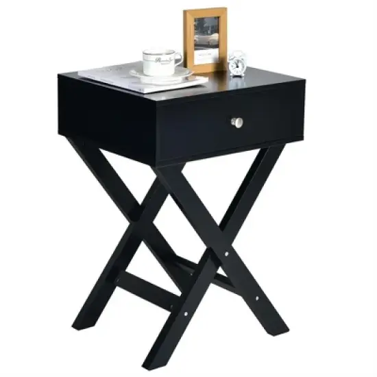 Costway Set of 2 X-Shaped Nightstand Side End Table Bedside Table w/ Drawer image {4}