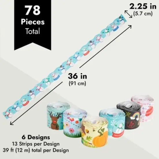 Bright Creations 6 Rolls 234 Feet Holiday Scalloped Bulletin Board Borders Strips for Classroom, Whiteboard Chalkboard School Decorations, 78 3 Foot image {3}