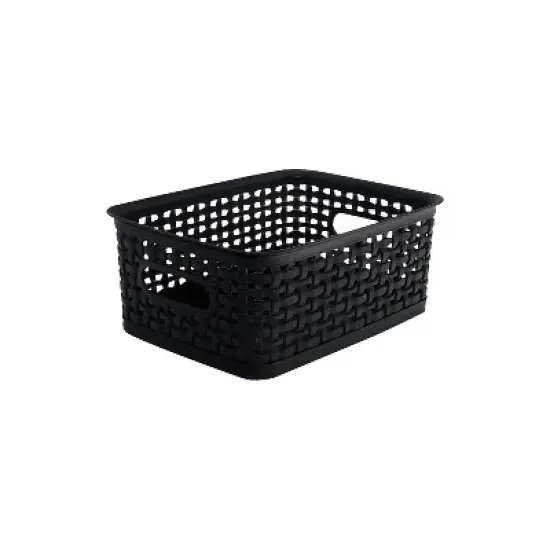 Advantus Plastic Weave Bin Black Small 36000 image {2}