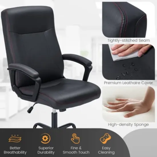 Costway Adjustable Home Office Computer Chair Swivel Rocking Executive Desk Chair with Arms image {7}