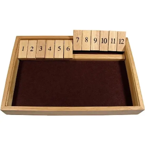 WE Games Shut The Box Game Wooden - 12 Number Flip Tiles with Solid Natural Wooden Game Board � Large, 13.5 inches Board Games for Family Game Night, image {3}