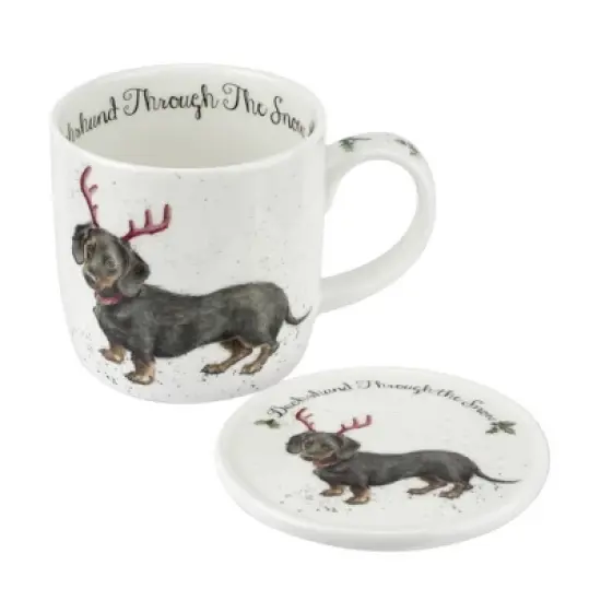 Royal Worcester Wrendale Designs Mug & Coaster Set, 11 Ounce Fine Bone China Holiday Mug Set with Beautiful Animals Motifs image {8}