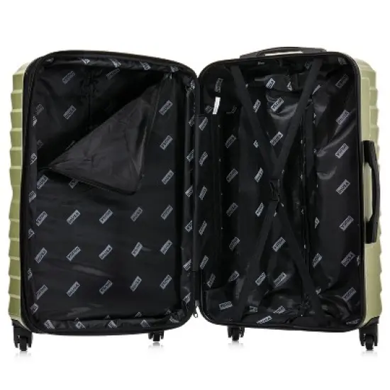 InUSA Aurum Lightweight Hardside Medium Checked Spinner Suitcase - Green image {3}