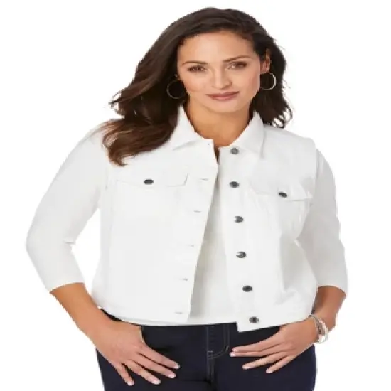 Jessica London Women&rsquo;s Plus Size Cropped Denim Vest image {3}