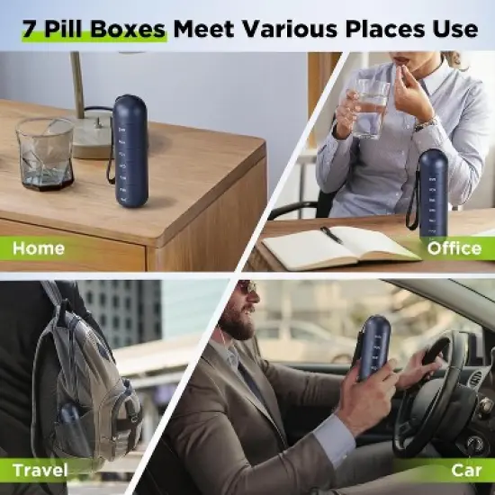 Maison Products Waterproof Metal Pill Organizer &ndash; 7-Day Portable Travel Case with Secure Compartments for Vitamins & Medications image {5}