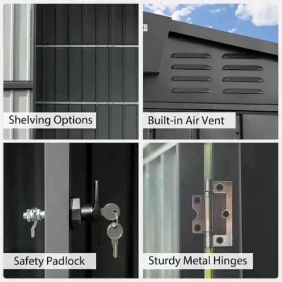 Syemin Deck Boxes Durable, Horizontal Compact Storage Shed for Garden, Backyard, Patio, Closet Deck Box, Black, 98.74"*75.43"*74.49" image {4}