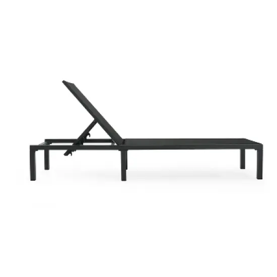 Christopher Knight Home Perlas Outdoor Aluminum Adjustable Chaise Lounge, Black image {3}