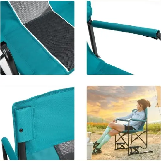 ALEXOUN Outdoor Camping Lounge Chair Portable Folding Chair with Solid,Durable Armrests,Drink Holder & Comfortable,Backrest 250 lbs Capacity image {5}