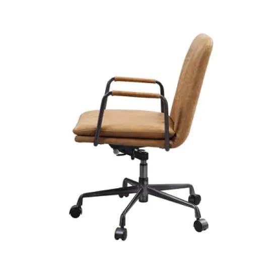 Simple Relax Top Grain Leather Upholstered Office Chair in Rum image {2}