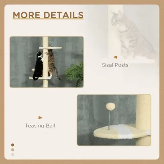 Multipet 4-Tier Tall Cat Tower, Floor to Ceiling Cat Tree, Height Adjustable 87 - 103 Inch with Plush Platforms, Sisal Scratching Posts, Toy Ball image {5}