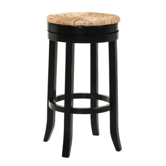 30" Leif Swivel Rush Seat Barstool Antique - Carolina Chair & Table image {3}