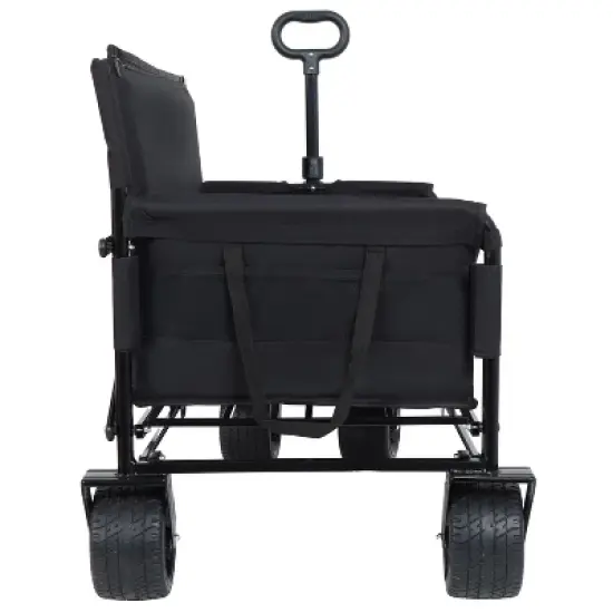 3-in-1 Convertible Folding Wagon Cart with Bench Seat & Storage - 500lbs Heavy-Duty Utility Wagon,black image {5}