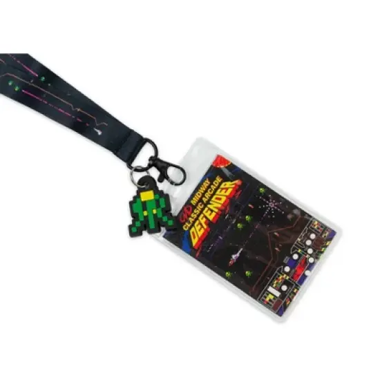 Crowded Coop, LLC Midway Arcade Games Lanyard w/ ID Holder & Charm - Defender image {1}