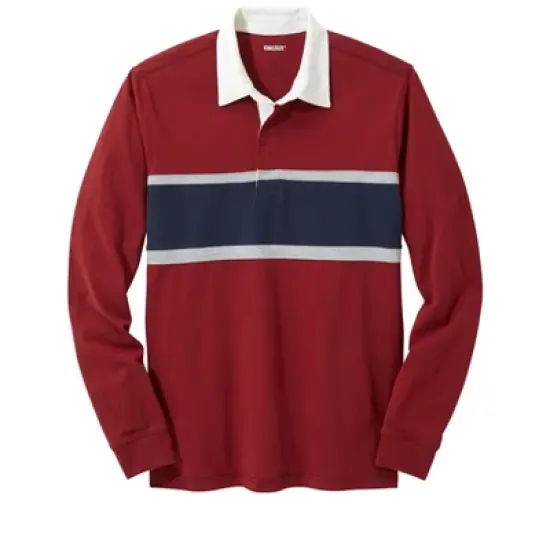KingSize Men's Big & Tall Long-Sleeve Rugby Polo image {1}