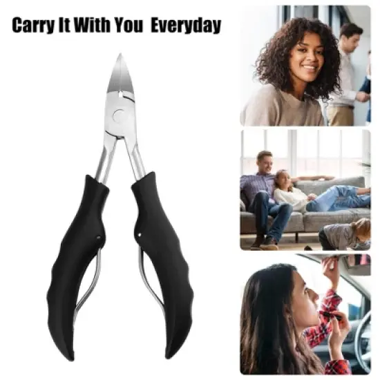 Unique Bargains Toe Nail Clippers Professional Nail Clipper Kit for Travel or Home Black Stainless Steel image {1}