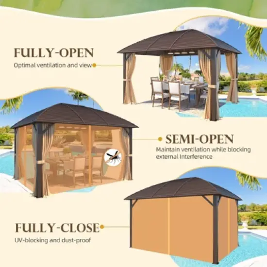 EROMMY 13 Ft. W X 10 Ft. D Aluminum Patio Gazebo image {6}