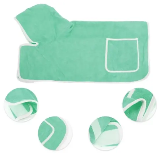 Unique Bargains Hooded Dog Bathrobe Large Green image {1}