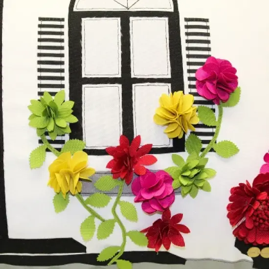 28" x 14" Dimensional Flowers Home Decorative Patio Throw Pillow - Edie@Home image {3}