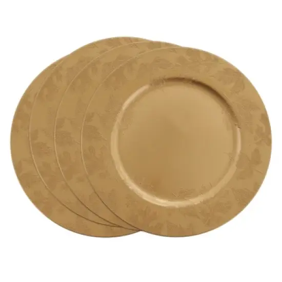 Saro Lifestyle Fall Leaf Round Charger Plates (Set of 4) image {2}