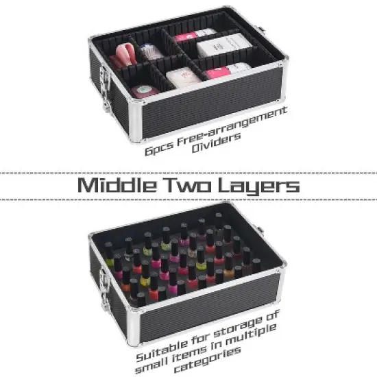 Yaheetech 5-in-1 Professional Makeup Train Case on Wheels, Black image {3}