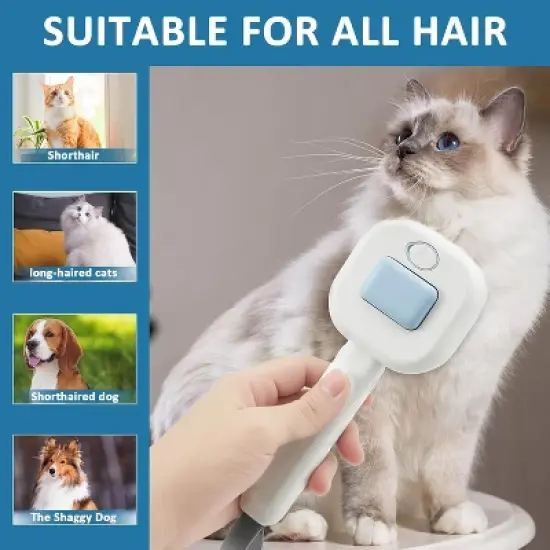 BABYYER 3 in 1 Pet Steam Brush, Auto Cleaning Dog Cat Hair, Removal Comb Rechargeable Cat Grooming Brush for Long and Short Hair image {5}