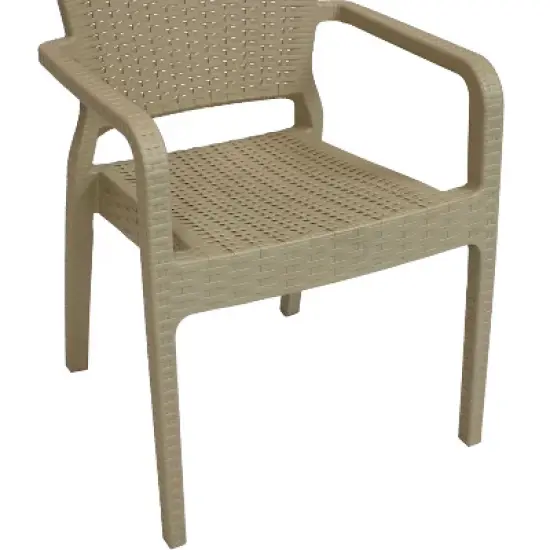 Sunnydaze Faux Wicker Rattan Design Plastic All-Weather Commercial-Grade Segonia Indoor/Outdoor Patio Dining Arm Chair image {7}