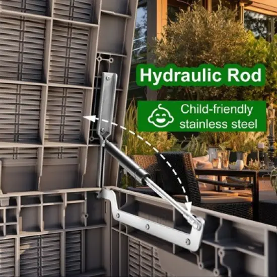 Sersper 100 Gallon Large Waterproof Resin Deck Box, Lockable, Light Gray - For Patio, Garden Tools & Pool Supplies (2 Pack) image {2}