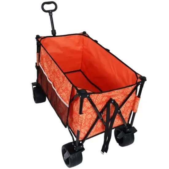 NAYSAYE Wagon Heavy Duty Folding Utility Cart with All Terrain Wheels for Outdoor Adventures, Orange, 37.4"*23.03"*38.98" image {1}