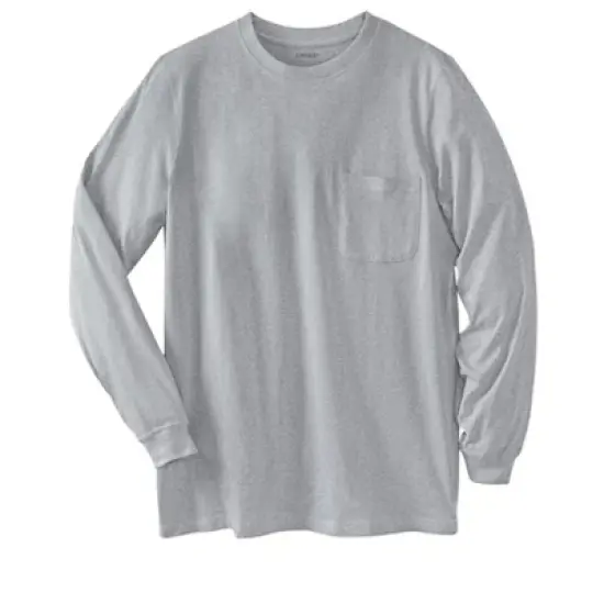 KingSize Men's Big & Tall Shrink-Less&trade; Lightweight Long-Sleeve Crewneck Pocket T-Shirt image {7}