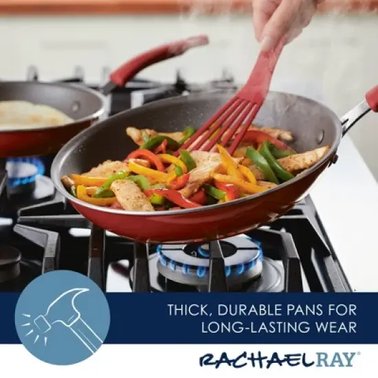Rachael Ray Cook + Create Aluminum Nonstick Frying Pan Set 2pcRed image {8}