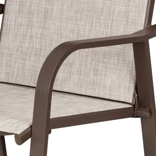 Aluminum Patio Bar Set All-weather 2pc Bar Stools and Table with Umbrella Hole - Crestlive Products image {4}