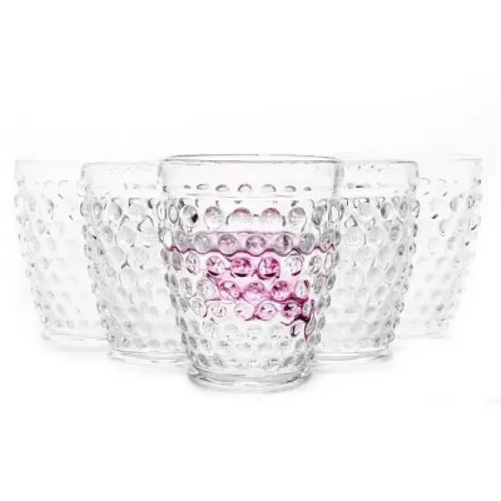 Slickblue Hobnail Tumbler Glass Set of 6, 10.25 oz & 13 oz, Clear & Mutlicolor Options image {6}