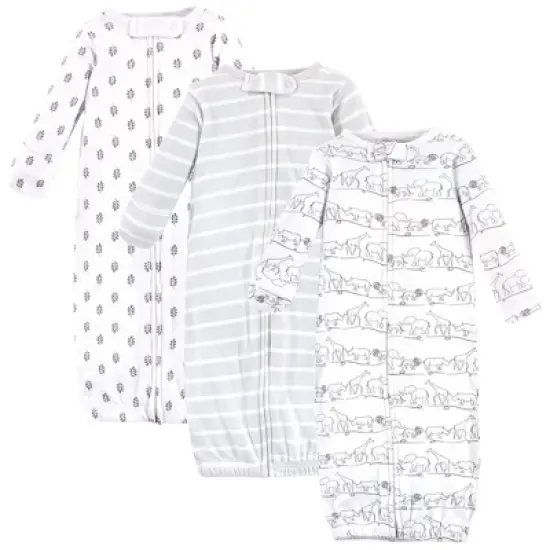 Touched by Nature Baby Organic Cotton Zipper Long-Sleeve Gowns 3pk image {1}