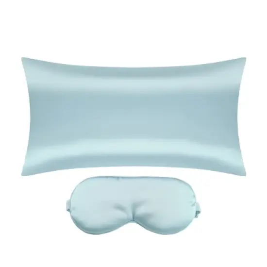 Unique Bargains Satin Hidden-Zippered Breathable Pillowcase with Sleep Mask Set of 2 image {12}