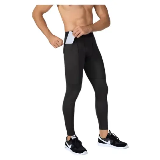 Anna-Kaci Active Men's Full Length Active Compression Leggings with Supportive Panel Stitching and Wide Waistband image {2}