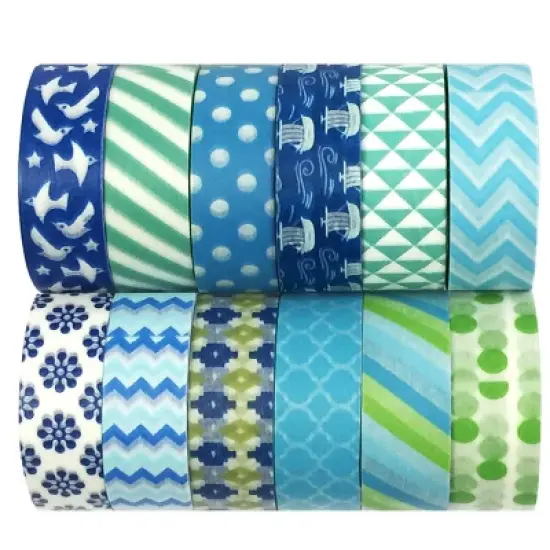 Wrapables Washi Tapes Decorative Masking Tapes, Set of 12 image {20}