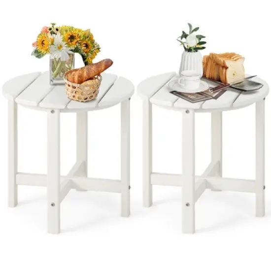 Tangkula 2PCS 18"Adirondack Side Table Weather Resistant HDPE Garden Patio image {9}
