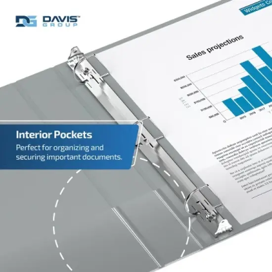 Davis Group 6pk 1.5" Premium Economy Angled D-Ring Binder Gray: Hard Cover, 350 Sheet Capacity, 2 Pockets, Polypropylene image {5}