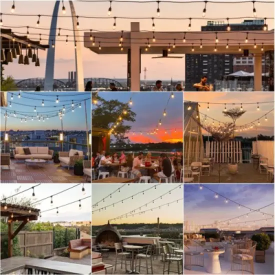 Itopfox Outdoor String Lights with 32 Antique LED Bulbs, IP65 Waterproof Hanging Cafe Market Lighting, Dimmable Warm White 2700K image {5}