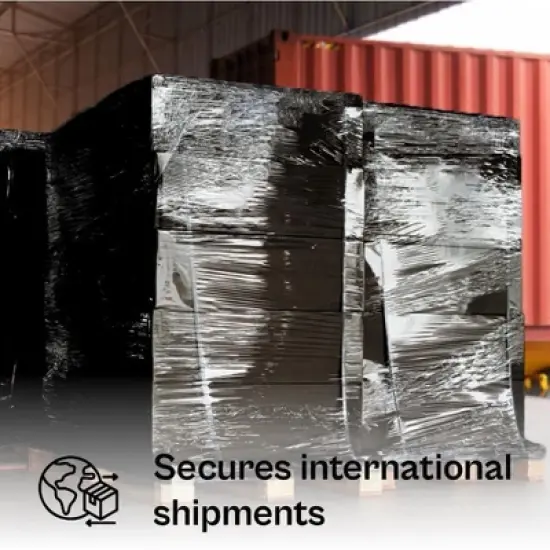 PSBM 4 Rolls, 18" x 1500 Ft. 80 Gauge, Black UVI Hand Wrap Pallet Stretch Film image {6}