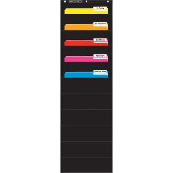 Scholastic Teaching Solutions File Organizer 10-Pocket Chart, 14" x 46-1/2", Black image {1}