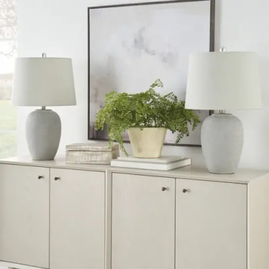 23" Farmhouse Ceramic Urn Pot Table Lamp - Nourison image {4}