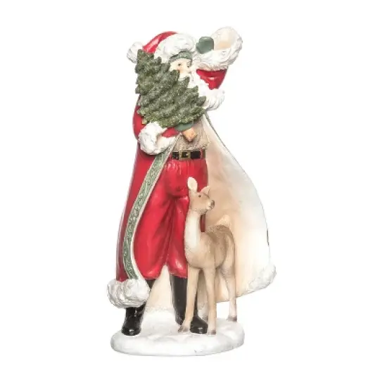 Transpac 12.5 in Multicolor Gilded Accent Santa Figurine Christmas Decorative Object Polyresin image {1}
