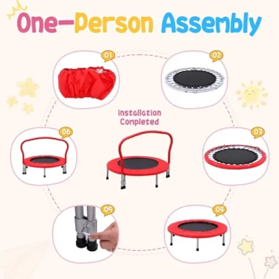 SUGIFT 36in Kids Trampoline with Handle, Indoor Mini Rebounder Trampoline, Safe, Durable, 150 lbs Weight Capacity &ndash; Perfect Gift for Kids image {4}