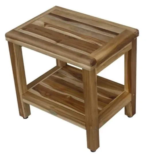 EcoDecors&reg; Eleganto&reg; 18" Teak Wood Shower Bench with Shelf in EarthyTeak Finish image {4}