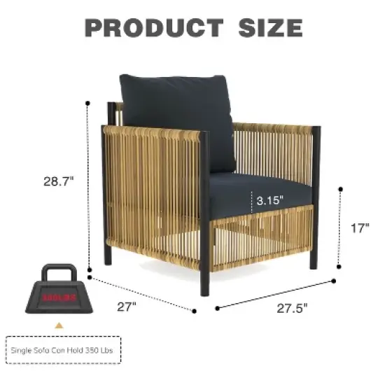 Suki Multi-piece PE Wicker Patio Conversation Set, Patio Seating Sets with Cushions, Outdoor Furniture- Maison Boucle image {2}