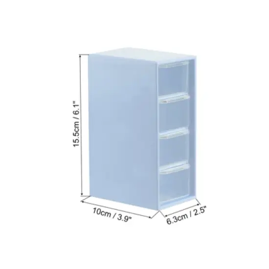 Unique Bargains Mini Plastic Cosmetics Desk Storage Box with 4 Drawers for Office Supplies image {1}