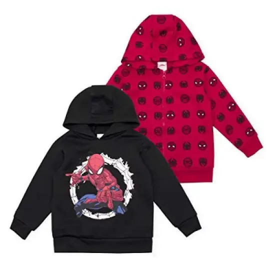 Marvel Boy's 2-Pack Spider-Man Graphic Hooded Sweatshirt and Zip Up Hoodie For Toddlers image {3}