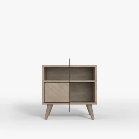 eLuxury Chevron Wood Nightstand with Drawer image {6}